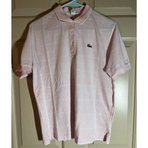 Lacoste Short Sleeve Polo Shirt Boys XL Pink With White Stripes